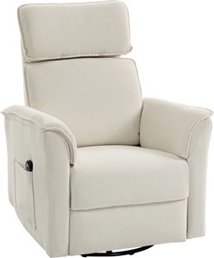 HOMCOM Fotoliu relax electric cu funcție de înclinare, spătar reglabil, tetieră pentru living, alb-crem | Aosom Romania
