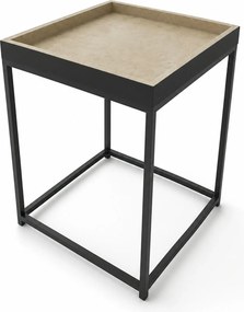 Masuta YAVA, stejar natural/negru, 42x42x49 cm