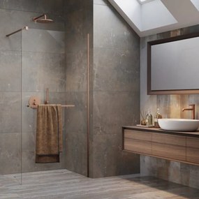 Paravan de dus tip Walk-in Radaway Modo New II cu portprosop cupru periat-transparent 125 cm sticla securizata 8 mm