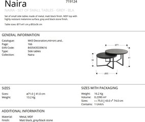 Set de 2 Masute de cafea design modern Naira gri/piatra neagra