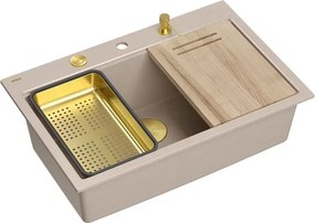 Statie de lucru incastrata Quadron Unique Marc 110 bej - auriu 1 cuva 76x50 cm