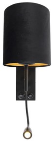 Aplică de perete Art Deco neagră cu abajur din catifea - Stacca