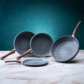 Tigaie cu capac Oliver Voltz Siena OV51319J26CD, 26 cm, Adanca, Acoperire marmura, Inducție, Fara PFOA, Gri