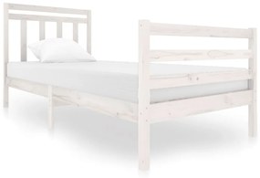 3100640 vidaXL Cadru de pat, alb, 90x200 cm, lemn masiv