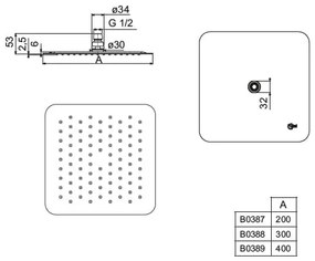 Dus fix Ideal Standard Ideal Rain Luxe M1, 200x200 mm. crom -  B0387MY