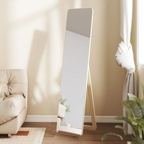 HOMCOM Oglindă pe suport și montată pe perete dreptunghiulară dim. 37L x 43l x 156H cm lemn natural | Aosom Romania