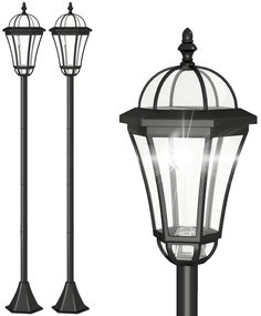 Outsunny Set 2 Lampi Solare de Gradina, Lumini de Exterior Solare cu 2 LED, Aprindere Automata si Durata 6 Ore, Negru | Aosom Romania