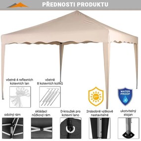 Cort de grădină INSTENT Garden - 3x3m, șampanie + 4 fețe