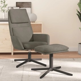 3097798 vidaXL Scaun de relaxare cu taburet, gri deschis, catifea