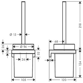 Perie wc cu suport Hansgrohe AddStoris, crom - 41752000