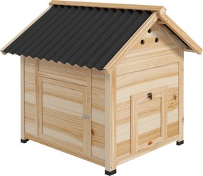 PawHut Căsuță pentru Rațe de Exterior, Adăpost pentru Rațe cu Rampă, Podea Detașabilă, Acoperiș Înclinat și Orificii de Ventilație, 78x90x92 cm, Lemn | Aosom Romania