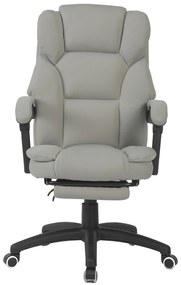 RESIGILAT- Scaun directorial, Masaj si Incalzire in 7 puncte, spatar rabatabil, suport pentru picioare, material textil premium, Gri