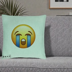 Perna Decorativa Emoji Plange, 40x40 cm, Verde Menta, Husa Detasabila, Perna Inclusa, BEKZ®