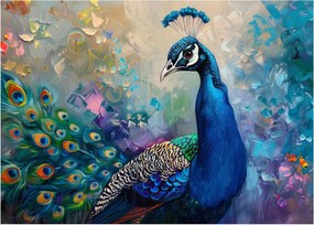 Tablou pe sticlă - Pictura de un păun (70x50 cm)