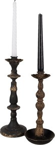 Suport lumanare, negru, din metal, aspect vintage, H30 cm