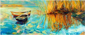 Tablou - Lacul cu bărci (120x50 cm)