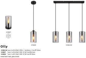 Pendul design modern Olly negru, fumuriu