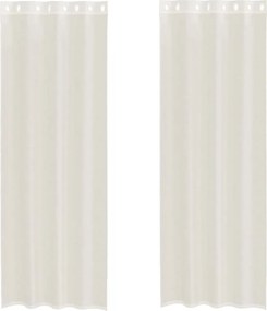 vidaXL Perdele Voile cu Oelii 2 buc Crem 140x260 cm