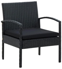 vidaXL Scaun de grădină cu pernă, negru, poliratan