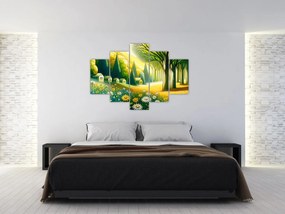 Tablou - Sat în galben-verde (150x105 cm)