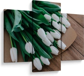 Tablou cu buchet de lalele albe (90x60 cm)