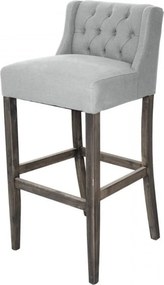Scaun de bar cu spătar capitonat, din stofă și lemn de fag, gri, cu suport pentru picioare, 110 x 49 x 51 cm, „Bradford”