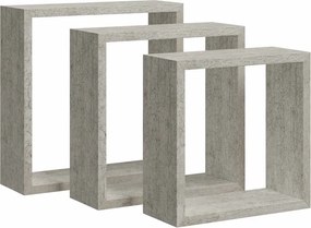 vidaXL Rafturi de perete cub, 3 buc., gri beton