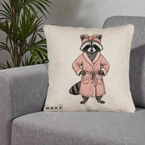 Perna Decorativa Albinuta Kawaii Vesela, 40x40 cm, Bej Canapea, Husa Detasabila, Perna Inclusa, BEKZ®