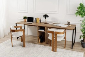 Birou TWIN, pin atlantic/negru, PAL melaminat/metal, 240x60x74 cm