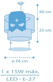 Lustră pentru copii Dalber 61812 BLUE HERO 1xE27/15W/230V