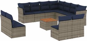 vidaXL Set mobilier de grădină cu perne, 12 piese, gri, poliratan