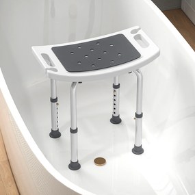 HOMCOM Scaun de Duș din Aluminiu și Plastic Antialunecare, Înălțime Reglabilă 6 Niveluri 39-52cm, Gri | Aosom Romania