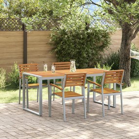 vidaXL Set de Masă în Grădină 5 Piese din Lemn Solid de Acacia și Metal