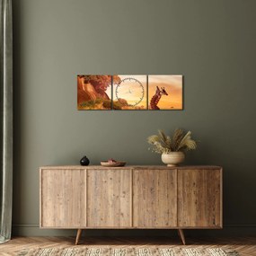 Tablou Girafe în Africa (cu ceas) (90x30 cm)