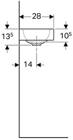 Lavoar baie incastrat alb 38 cm, dreptunghiular, orificiu baterie dreapta, Geberit iCon Dreapta