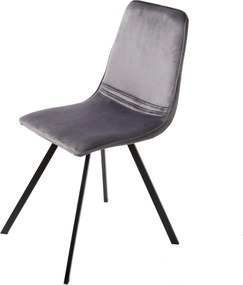Set de 4 scaune industrial retro Amsterdam, catifea gri inchis A-39920 VC