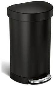 Simplehuman Coș de gunoi semicircular cu pedală șicadru din oțel inoxidabil, 45 l, negru