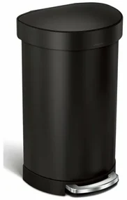 Simplehuman Coș de gunoi semicircular cu pedală șicadru din oțel inoxidabil, 45 l, negru