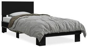 845817 vidaXL Cadru de pat, negru, 90x190 cm, lemn prelucrat și metal