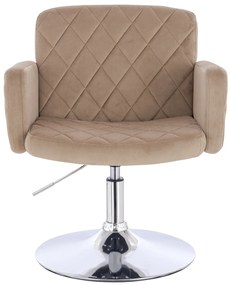 HR802N Scaun Latte din Catifea cu Bază Cromata