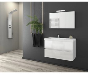 Dulap cu oglinda suspendat Drop Luxus/Status alb 2 usi 75 cm