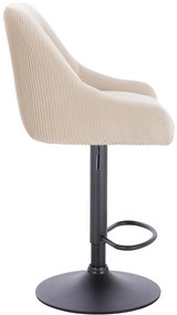 HR920W Scaun Crem din Catifea cu Bază Neagră