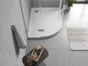 Mexen Flow cadă de duș asimetrică semicirculară slim dreapta 100 x 80 cm, alb lucios - 46Q108010R