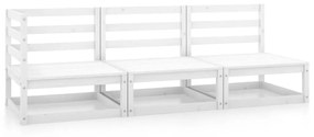 Set mobilier de gradina, 3 piese, alb, lemn masiv de pin Alb, Canapea de colt + 2x canapea de mijloc, 1