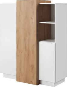 Comodă 3D, alb / stejar craft auriu, TRIO