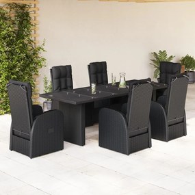 3277653 vidaXL Set mobilier de grădină cu perne, 7 piese, negru, poliratan