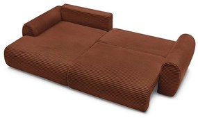 Colțar cărămiziu extensibil cu tapițerie din catifea reiată (cu colț pe partea stângă ) Lucien – Bobochic Paris