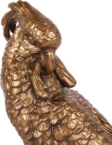Statuetă decorativă din polirășină, aurie, papagal pe creangă, pe soclu negru, opritor pentru cărți, 28 x 15 x 12 cm, „Arara”