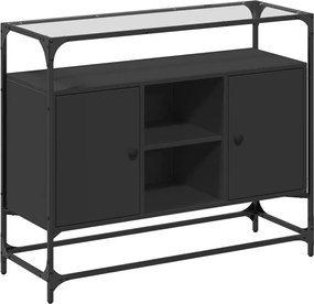 vidaXL Dulap, blat din sticlă negru 98x35x81 cm lemn prelucrat