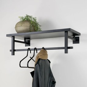 Cuier de perete negru cu raft din metal 76 cm Simplon – Spinder Design